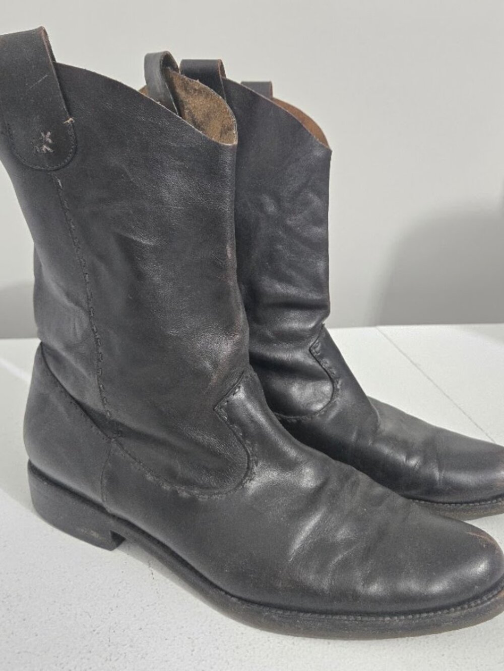 Vtg Womens Henry Cuir Barney New York Italian Black Leather Boots Sz 10 Western